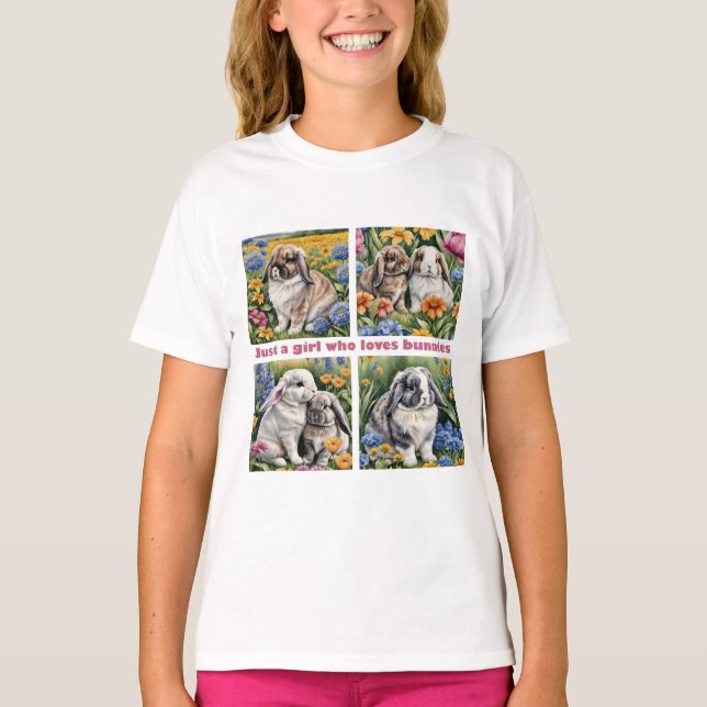Bara en tjej som kärlek bunnies t shirt (Framsida)