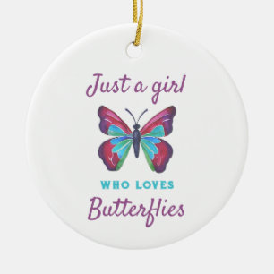 Bara en tjej som kärlek Butterflies Julgransprydnad Keramik