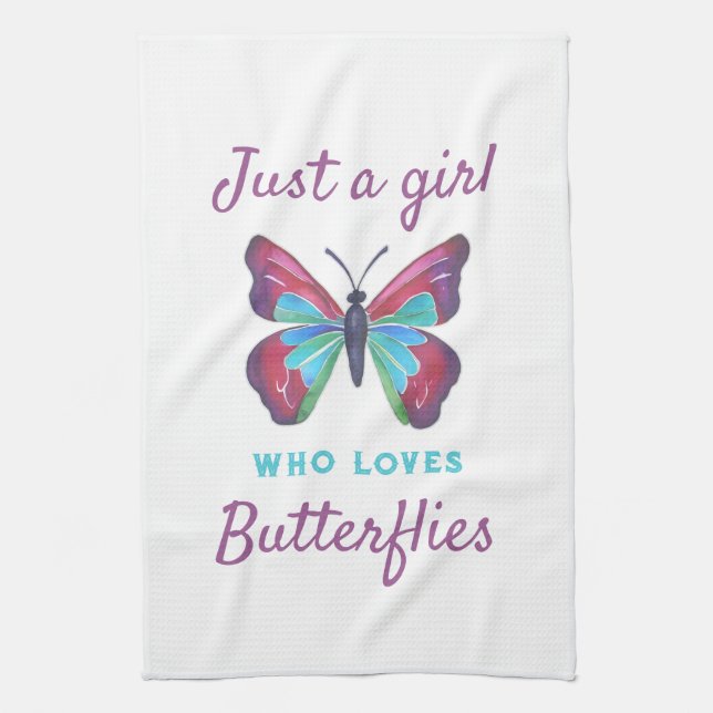 Bara en tjej som kärlek Butterflies Kökshandduk (Vertikal)