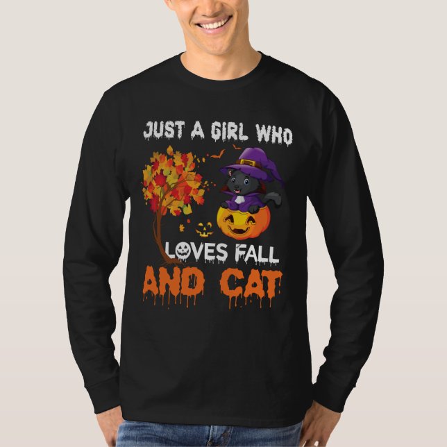 Bara en tjej som kärlek faller och katt t shirt (Framsida)