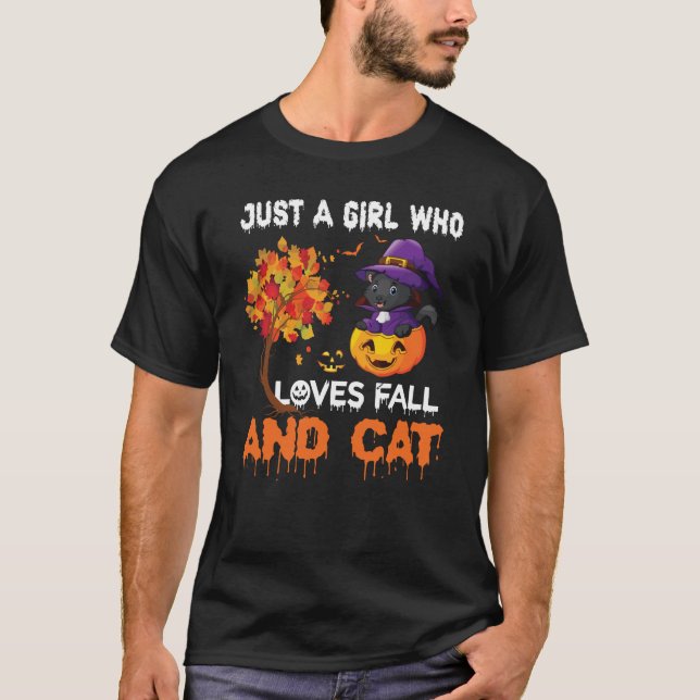 Bara en tjej som kärlek faller och katt t shirt (Framsida)