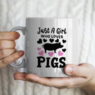 "Bara en tjej som kärlek grisar" roliga gris Kaffemugg