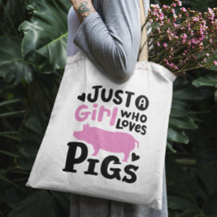 "Bara en tjej som kärlek grisar" roliga gris Tygkasse