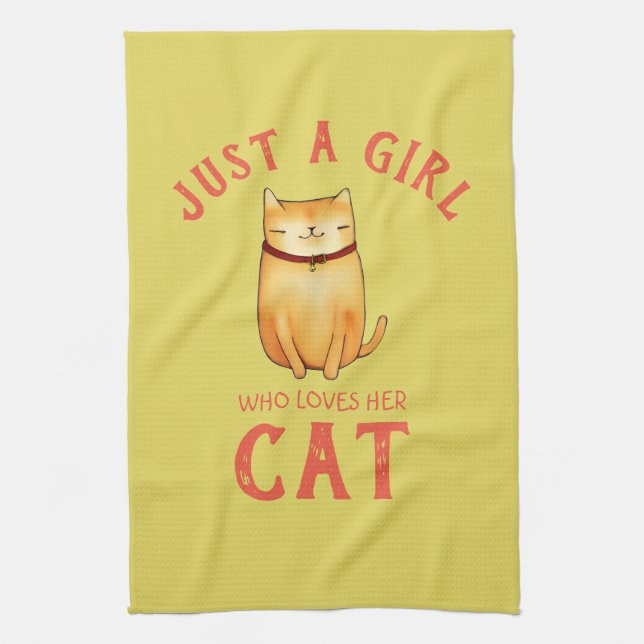 Bara en tjej som kärlek hennes Cat Kökshandduk (Vertikal)