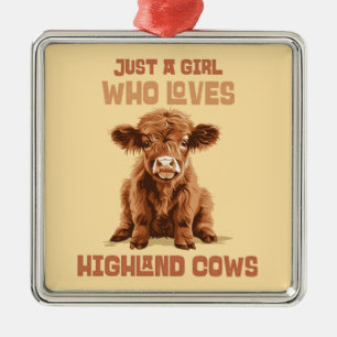 Bara en tjej som kärlek Highland Cows Julgransprydnad Metall