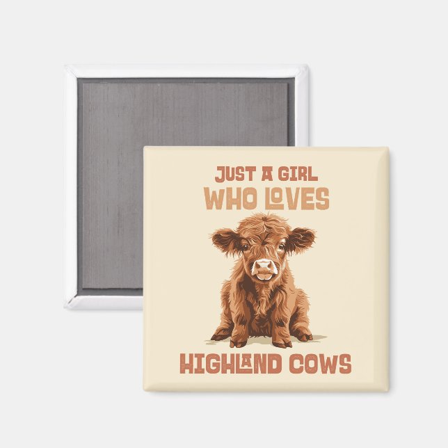 Bara en tjej som kärlek Highland Cows Magnet (Front/Back)