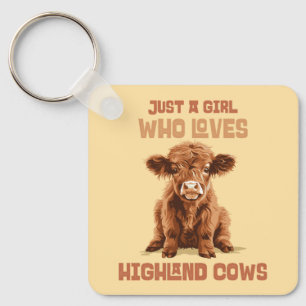 Bara en tjej som kärlek Highland Cows Nyckelring