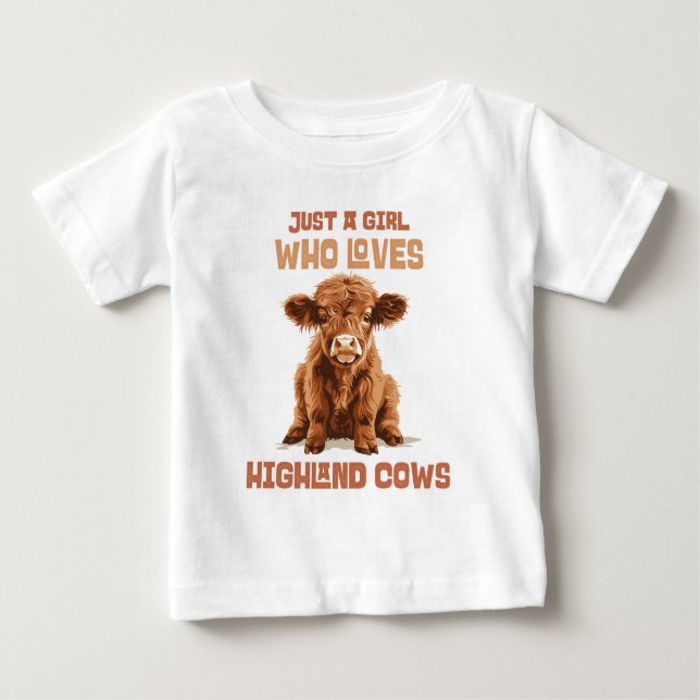 Bara en tjej som kärlek Highland Cows T Shirt (Framsida)