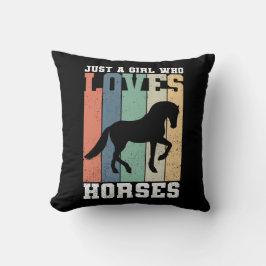 Bara en tjej som kärlek Horses | Retro Vintage Hor Kudde