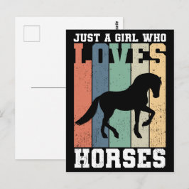 Bara en tjej som kärlek Horses | Retro Vintage Hor Vykort