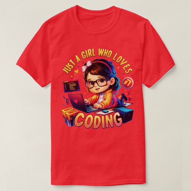 Bara en tjej som kärlek kodar t shirt (Design framsida)