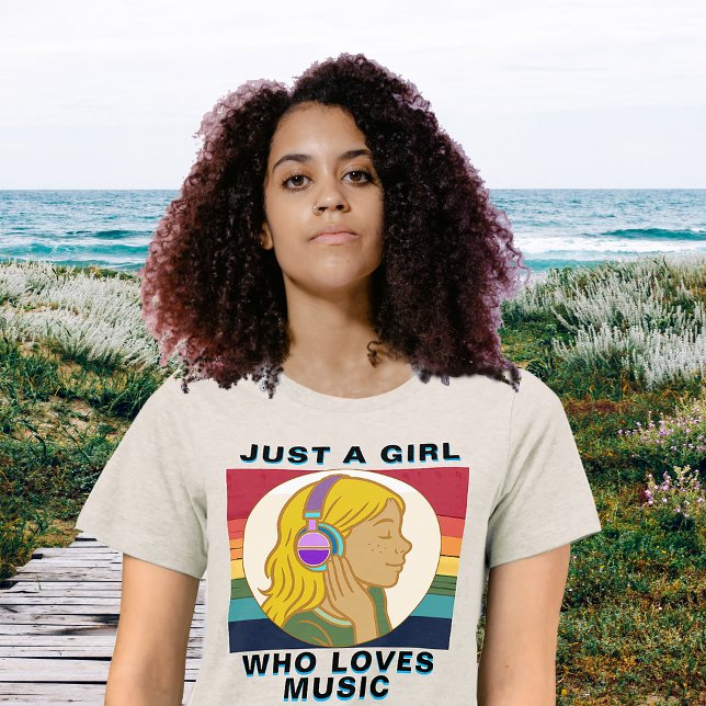 Bara en tjej som kärlek musik t shirt (Eye=popping design for music lovers, musicians and campers)
