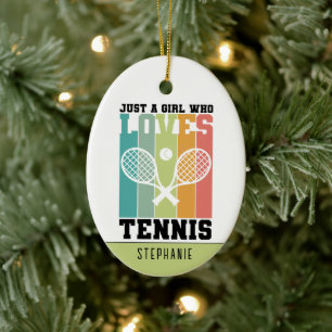 Bara en tjej som kärlek tennis Tennis Player-pre Julgransprydnad Keramik