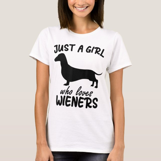 Bara en tjej som kärlek Wieners Funny Dachshund Hu T Shirt (Framsida)