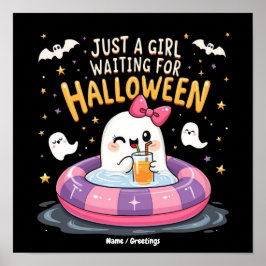 Bara en tjej som väntar på Halloween kuslig sommar Poster