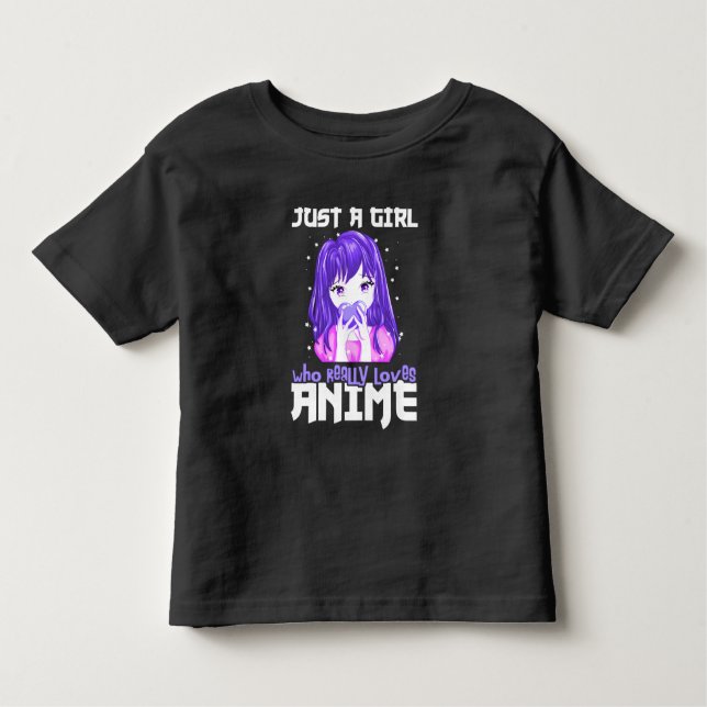 Bara en tjej som verkligen älskar anime i lila t shirt (Framsida)