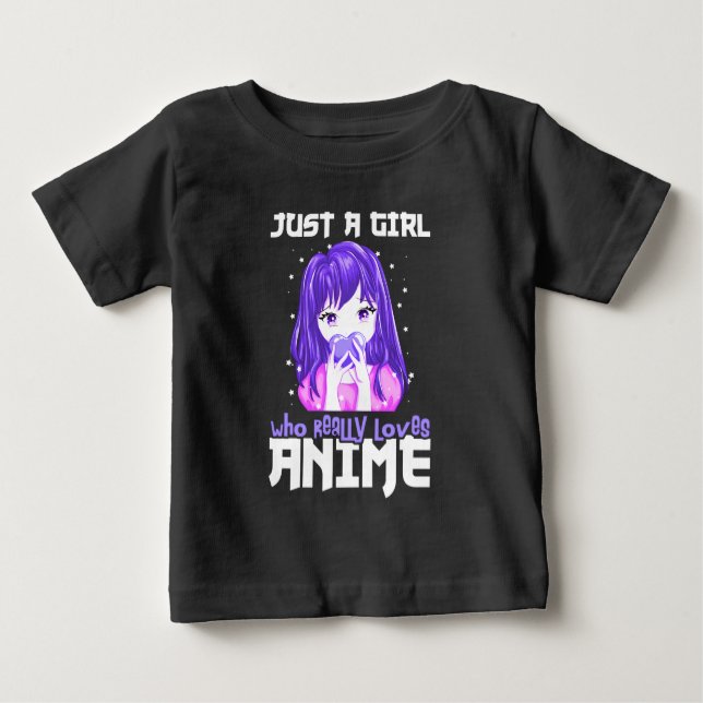 Bara en tjej som verkligen älskar anime i lila t shirt (Framsida)