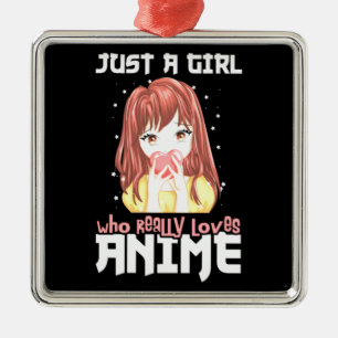 Bara en tjej som verkligen älskar anime julgransprydnad metall