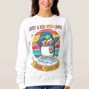 Bara en unge som älskar coola pingvin-sweatshirt t shirt