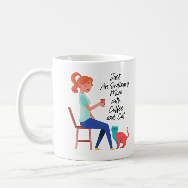 Bara en vanlig mamma med kaffe och katt kaffemugg (Vänster)