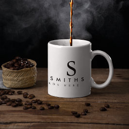 Bara en vit (med namn & initialer) kaffemugg