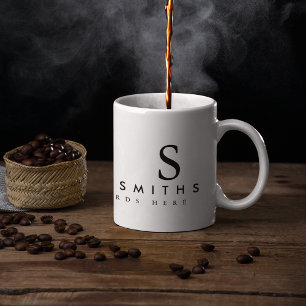 Bara en vit (med namn & initialer) kaffemugg