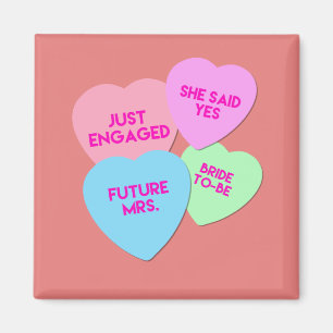 Bara engagerade Candy Hearts Magnet