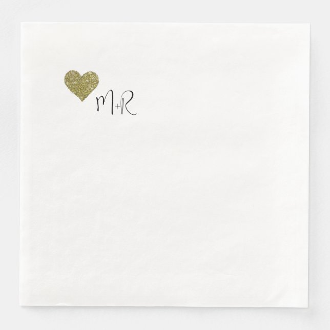 Bara ett enkelt Faux Guld Romantic Heart Pappersservett (Framsida)