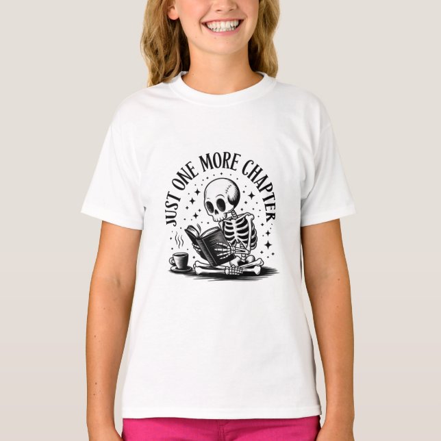 Bara ett kapitel Skeleton-läsning T-Shirt (Framsida)