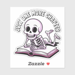 Bara ett kapitel till - Cute Skeleton Reading Klistermärken