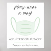 Bära ett maskaffärstecken social avstånd