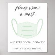 Bära ett maskaffärstecken social avstånd