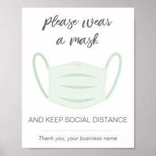 Bära ett maskaffärstecken social avstånd poster