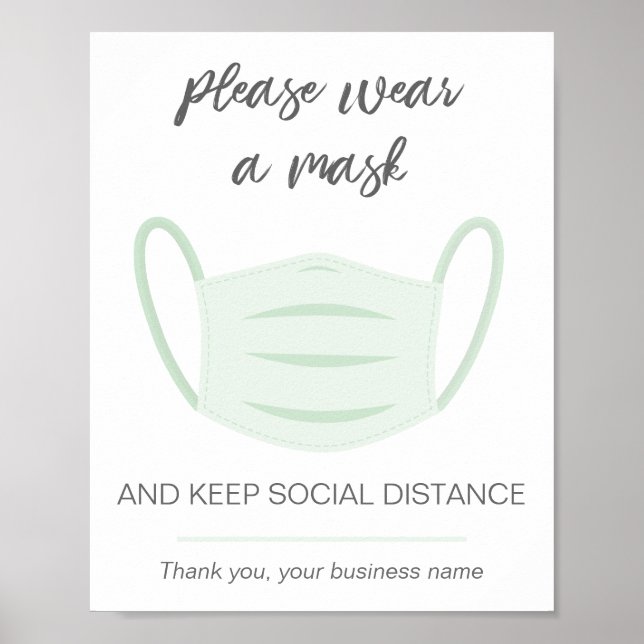 Bära ett maskaffärstecken social avstånd poster (Framsidan)