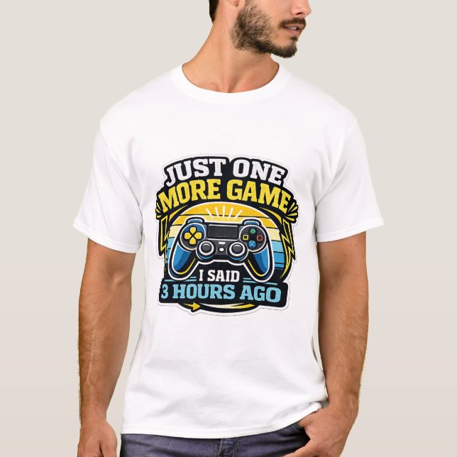Bara Ett Mer Spel Retro Solnedgång T Shirt (Framsida)