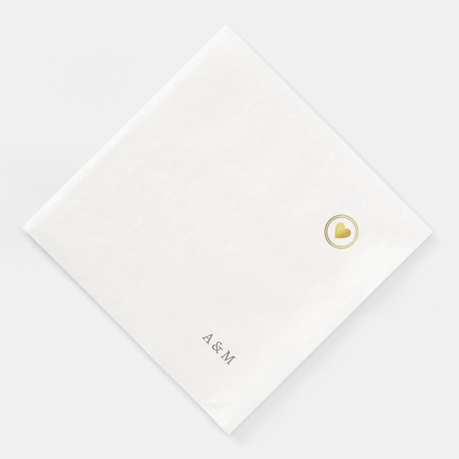 Bara ett Romantiskt Faux Guld Heart från Kärlek Pappersservett (Hörn)