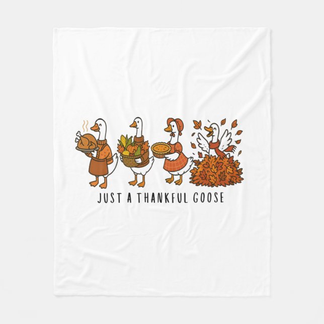 Bara ett tacksamt Goose Lycklig Thankgiving Fleecefilt (Framsidan)