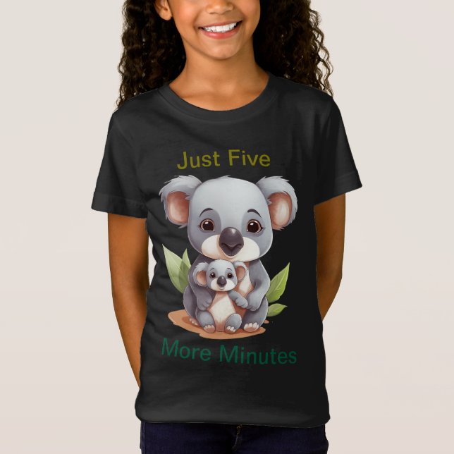 Bara fem minuter till - Lustigt Sömnig Koala Kids T Shirt (Framsida)