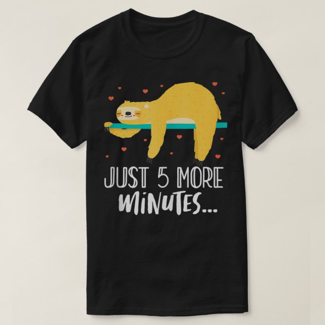 Bara fem minuter till Träd Sloth Lazy Sleeping T Shirt (Design framsida)