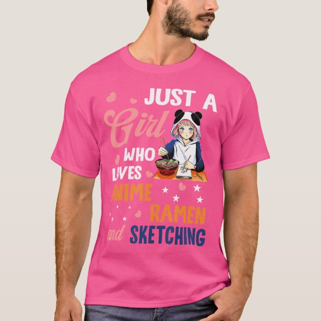 Bara flicka som Kärlek Anime Ramen och Sketching J T Shirt (Framsida)