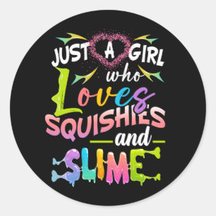 Bara flicka som Kärlek Squishie och Slime Girls Sl Runt Klistermärke