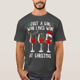 Bara flicka som Kärlek Vin glass vid jul T Shirt