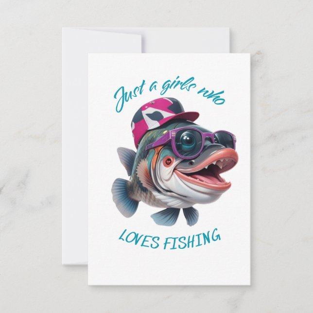 Bara flickor som fiskar i kärlek tack kort (Framsida)