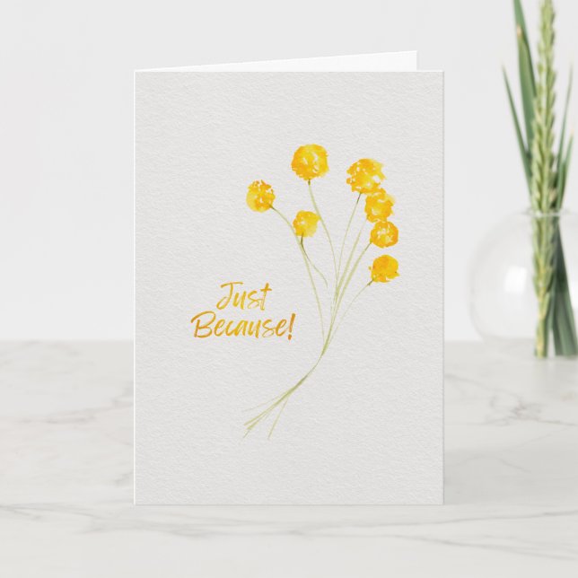 Bara för att Gul Billy Buttons Akvarell Kort (Framsida)