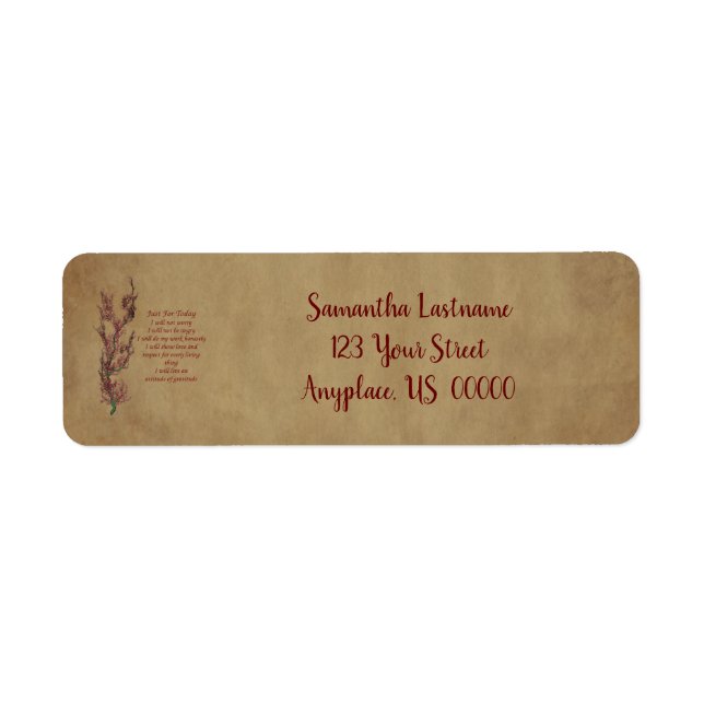 Bara för dagens inspirerande bön Adress Returadress Etikett (Framsidan)