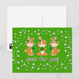 Bara för dig. Sweet Bunnies St. Patrick's Day Vykort