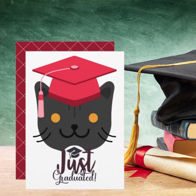 Bara graderad fernj Grått Cat Party Firande Inbjudningar (Just Graduated Funny Gray Cat Party Celebration Invitation)