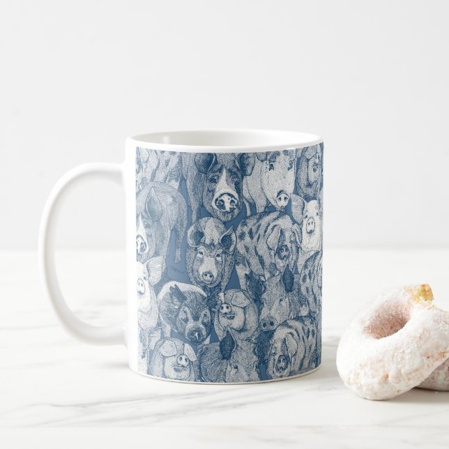 bara grisar kobolt denim kaffemugg (Med munk)