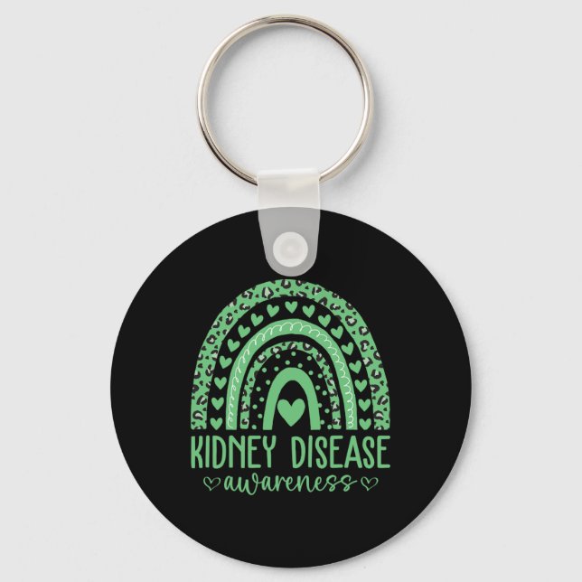 Bära Grönt Kidney Disease Awareness Month Leopard Nyckelring (Framsida)