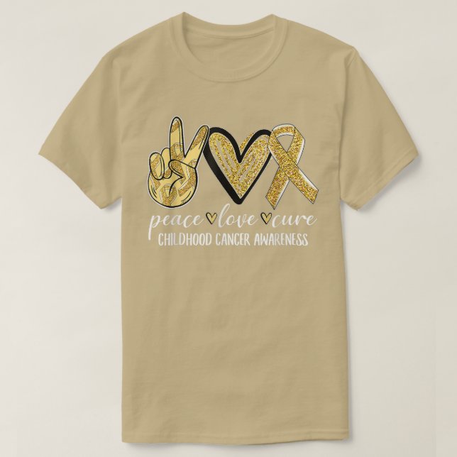 Bära Guld Ribbon Peace Kärlek Cure Childnature Can T Shirt (Design framsida)